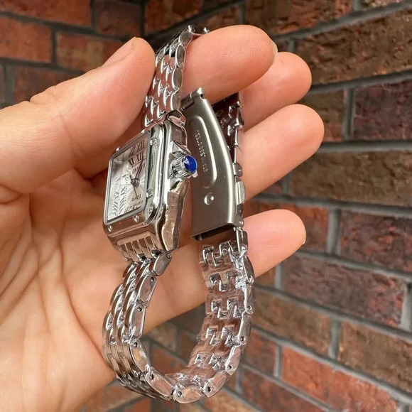 Panthere Classic Rectangle Stainless Steel Silver Watch - Picture 5 of 15